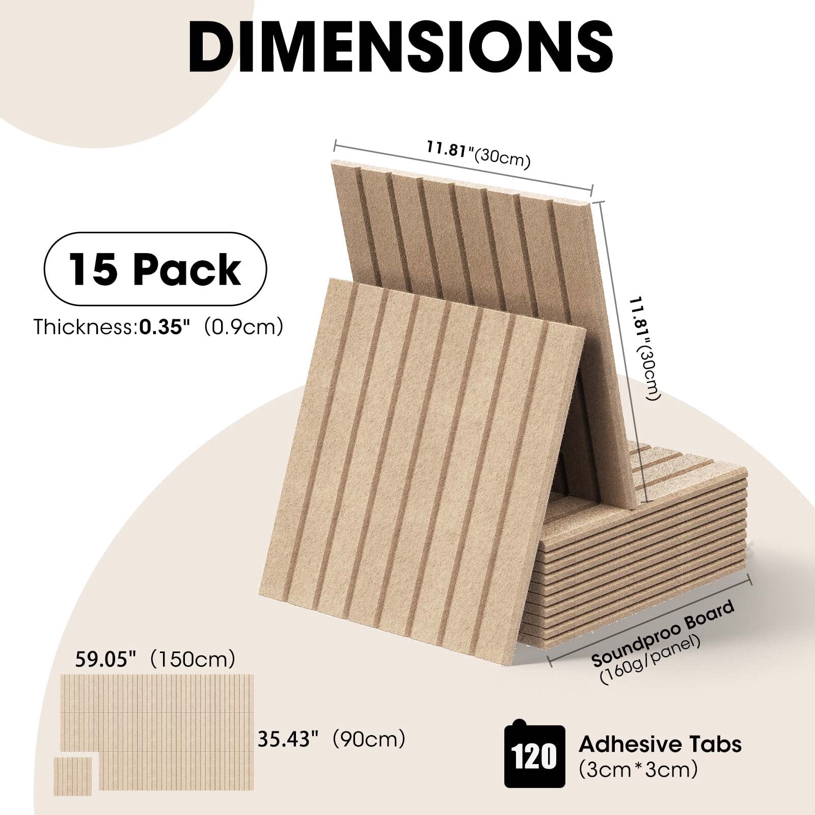 MYMULIKE  15 Pack Large Cork Board for Wall 59" x 36",Felt Bulletin Board with 75 Push Pins,Thick Cork Board for Office Kitchen Classroom, (Dark Camel)