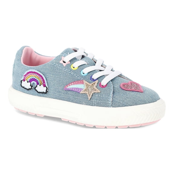 Wonder Nation Toddler Girls Denim Low Court Sneakers with Patches