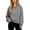 Gray, variant on Womens Oversized Boxy Cropped Hoodie Drop Shoulder Top with Contrast Metal Tip Drawstring Balloon Cuffs & Pocket Free Design, Casual Lounge Pullover