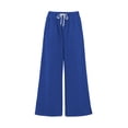 thumbnail image 6 of Women's High Waist Drawstring Casual Wide Leg Pants With Split Hem And Pockets, 6 of 7