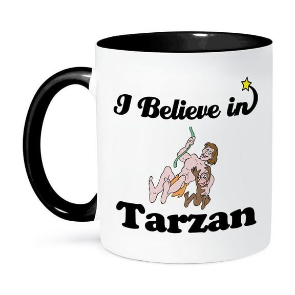 3dRose, I Believe In Tarzan, 11oz Two-Tone Black Mug