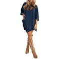 thumbnail image 2 of Coduop Women 2 Piece Outfit Set Solid Color 3/4 Sleeve Loose Tops and Elastic Skinny Shorts Set, 2 of 6