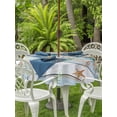 thumbnail image 3 of Outdoor Tablecloths with Umbrella Hole & Zipper, Blue Beach Coastal Round Tablecloth 54 Inch, Nautical Shell Starfish Coral Summer Waterproof Table Cloth, Patio/Pool/Picnic Table Covers, 3 of 8