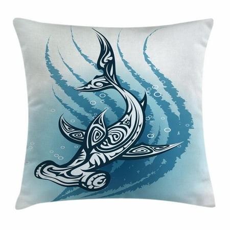 Shark Throw Pillow Cushion Cover Hammerhead Fish With Ornamental Mesmerizing Shark Decorative Pillow Shark Throw Pillow Cushion Cover Hammerhead Fish With Ornamental Mesmerizing Shark Decorative Pillow