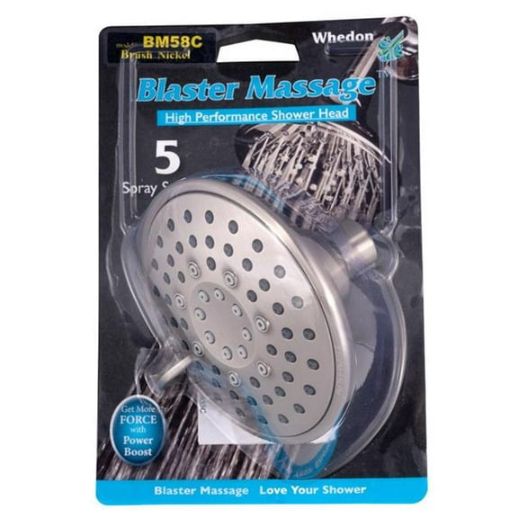 Whedon 4020841 2.5 GPM Blaster Massage Brushed Nickel 5-Settings Wallmount Showerhead