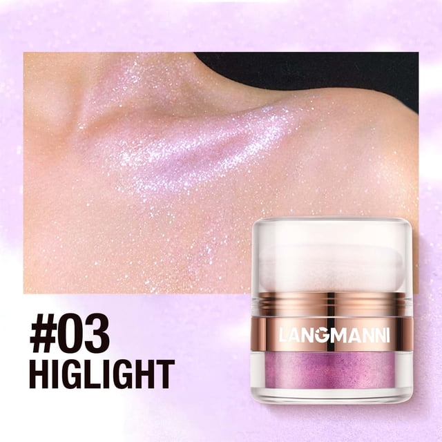Fiudx Polvos Iluminadores para Todo El Cuerpo, Iluminadores Faciales, Polvos Sueltos Brillantes de Cristal con Forma de Gusano de Seda y Nariz Perlada.