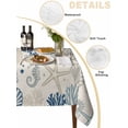 thumbnail image 2 of Blue Beige Coastal Table Cloth, Summer Beach Starfish Coral Nautical Rustic Waterproof Tablecloth for Rectangle Tables, Washable Fabric Table Cover for Restaurant Kitchen Dining Tables 60"x102", 2 of 6