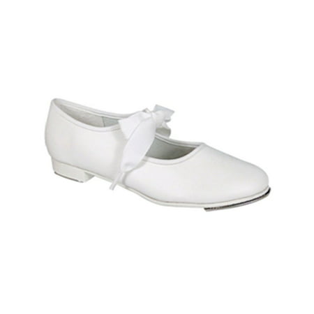 Dance Class Girls White Ribbon Tie Tap Shoes (Best Shoes For Cardio Dance Classes)