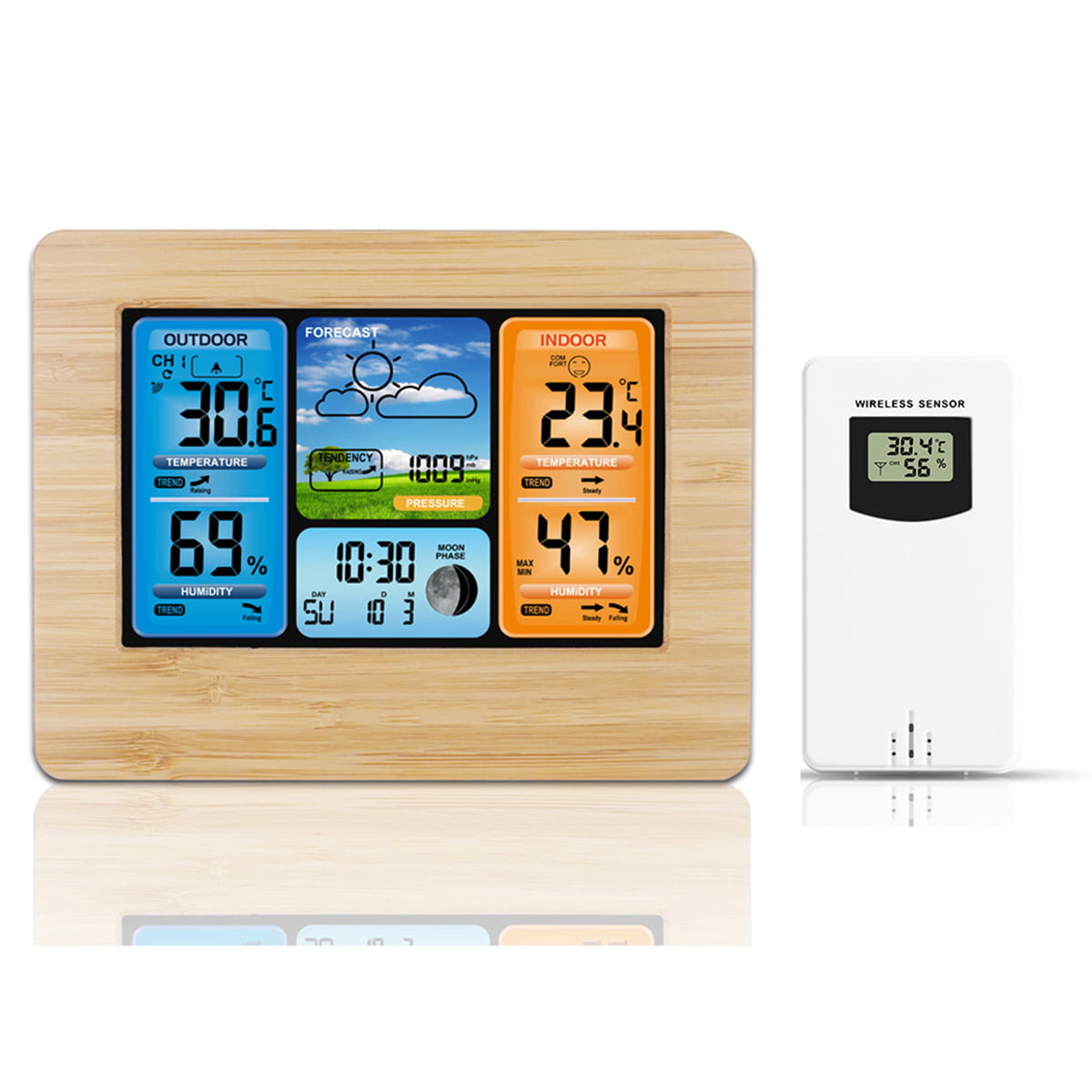 LCD Wireless Weather Station Indoor Outdoor USB Digital Alarm Clock Accessory 