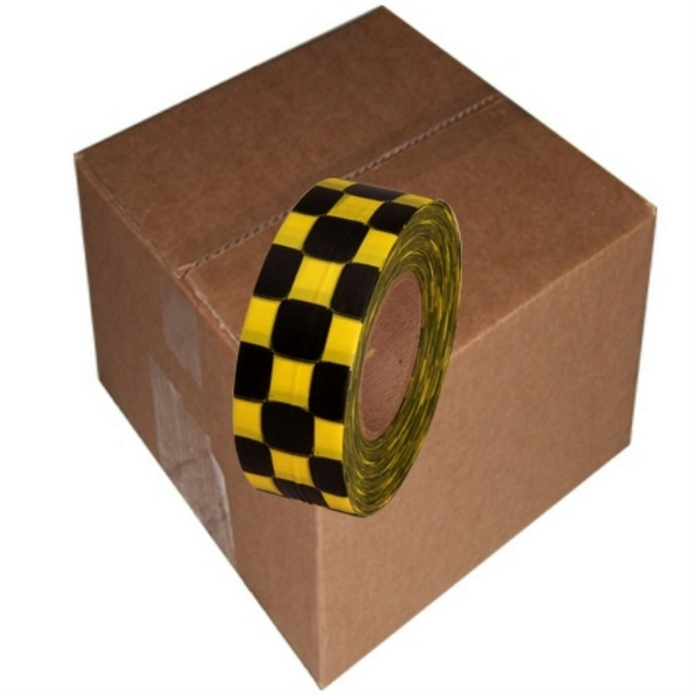 Yellow And Black Checkerboard Flagging Tape 1 3/16" X 300 Ft Roll Non
