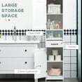 thumbnail image 5 of Bathroom Storage Tower - Slim Tall Linen With Open Shelf, Drawer, Recessed Doors & Adjustable Shelves, White Cabinet, 5 of 7