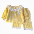 thumbnail image 3 of NOLDARES Kids Infant Girls Cute Fall Winter Clothing Outfits 2pcs Long Sleeve Print Graphic Tee and Relaxed Joggers Set Clothes(Yellow,0-6 M), 3 of 9