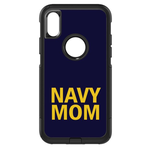 DistinctInk Custom SKIN / DECAL compatible with OtterBox Commuter for iPhone X / XS (5.8" Screen) - Yellow Navy Mom - Show Your Support for the Navy