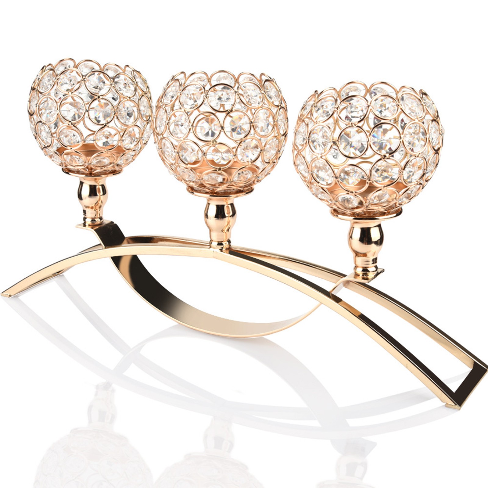 Floleo Crystal Candle Holders 3 Wick Gold Centerpiece Table Decorations For Dining Room Living Room Bling Votive Tealight Candle Holder Coffee Dining Table Centerpiece Decor Christmas Decorations