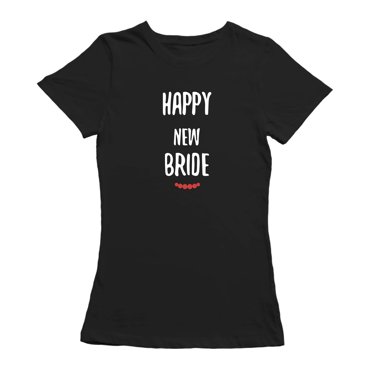 Spouses Day Happy New Bride Pearls Matching Couple Women's Black T-shirt