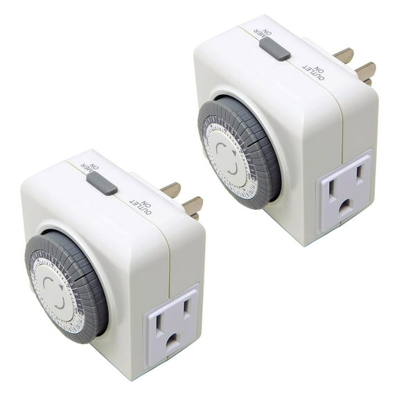 APPLAYERR Rotary Timer 2PCS 3 Prong Plug 110 125V 60Hz 1250W Tungsten Rating For Lights Fans Electrical Devices