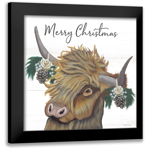 Justice, Ashley 12x12 Black Modern Framed Museum Art Print Titled - Merry Christmas Highland