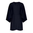 thumbnail image 3 of YUTK Robes pour Femmes avec Poches, Robe Raglan en Satin Noir TG, 3 of 5