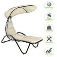 thumbnail image 3 of Hanging Chaise Lounger Chair Patio Porch Arc Swing Hammock Chair Canopy Outdoor [Beige], 3 of 8