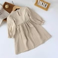 thumbnail image 5 of Toddler Dresses Baby Girls' Dresses Toddler Dress Long Sleeve Baby Little Girls Dresses Ruffle Fall Winter Dresses for Girls Casual Party Birthday Dress Khaki 5 Years, 5 of 9