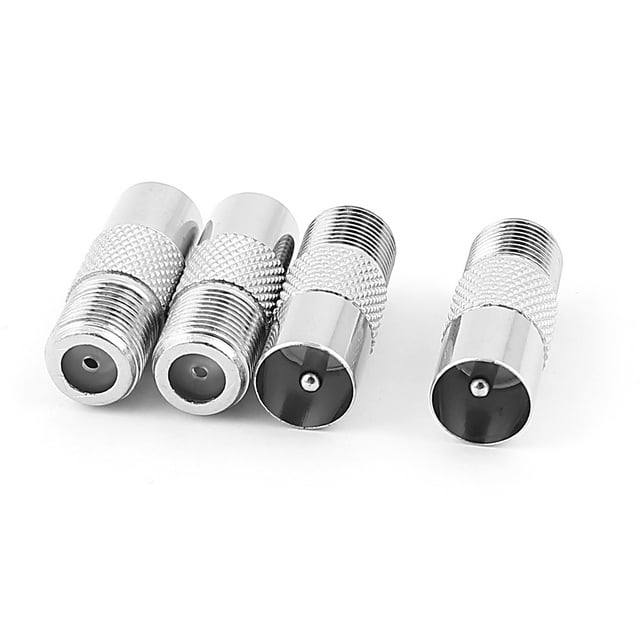 Adaptador de conector coaxial F tipo hembra a jack PAL macho F/M RF 4 piezas