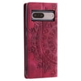 thumbnail image 3 of Case for Google Pixel 7 Wallet Case for Women Girls with Card Holder, Embossed Flower Pattern Magnetic Flip PU Leather Purse Protective Phone Cover for Google Pixel 7, Red, 3 of 10