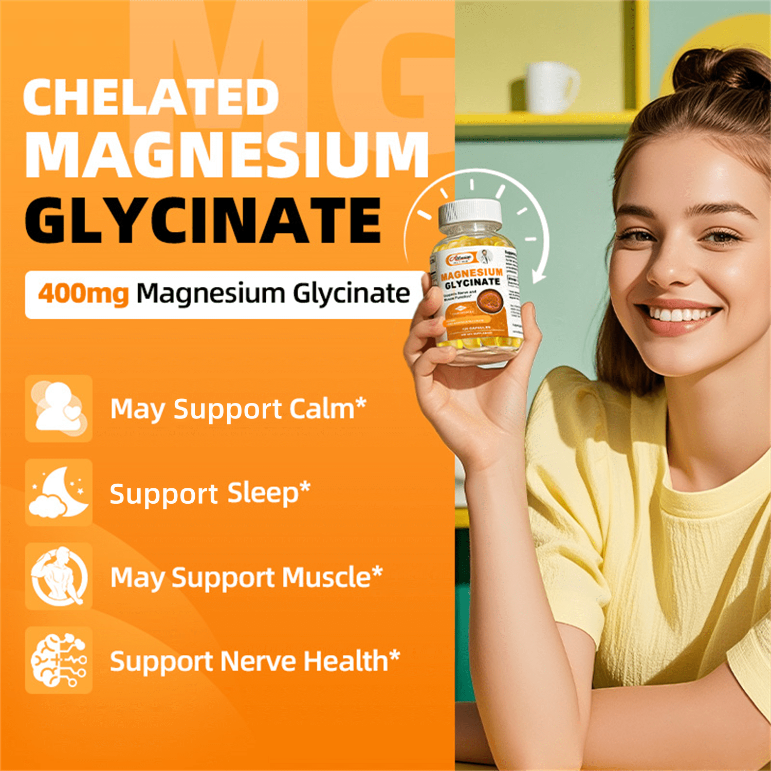 (2 Pack) Alliwise Magnesium Glycinate 400mg, High Absorption  Chelated Magnesium Supplement, Supports Muscle, Heart, and Immune Health, 240 Capsules