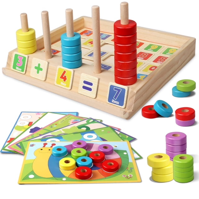 Lydaz Montessori Math Manipulatives Toys Niños Bloques De Números De Madera Juguetes Kindergarten Aprendizaje Educación Juguete Preescolar Aula Debe Tener Stem Counting Puzzle Juguete Regalo Para Niño