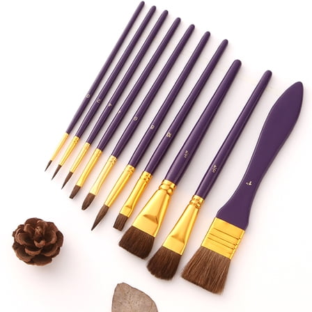 PAMINGONO 1Set Natural Bristle Paint Brushes for Oil and Watercolor Painting