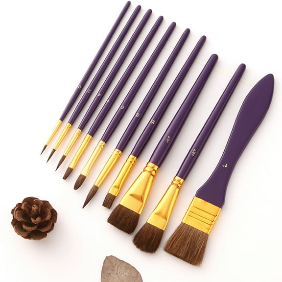 PAMINGONO 1Set Natural Bristle Paint Brushes for Oil and Watercolor Painting