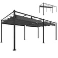 thumbnail image 1 of Outsunny 19' x 10' Pergola with Retractable Canopy for Patio, Dark Grey, 1 of 10