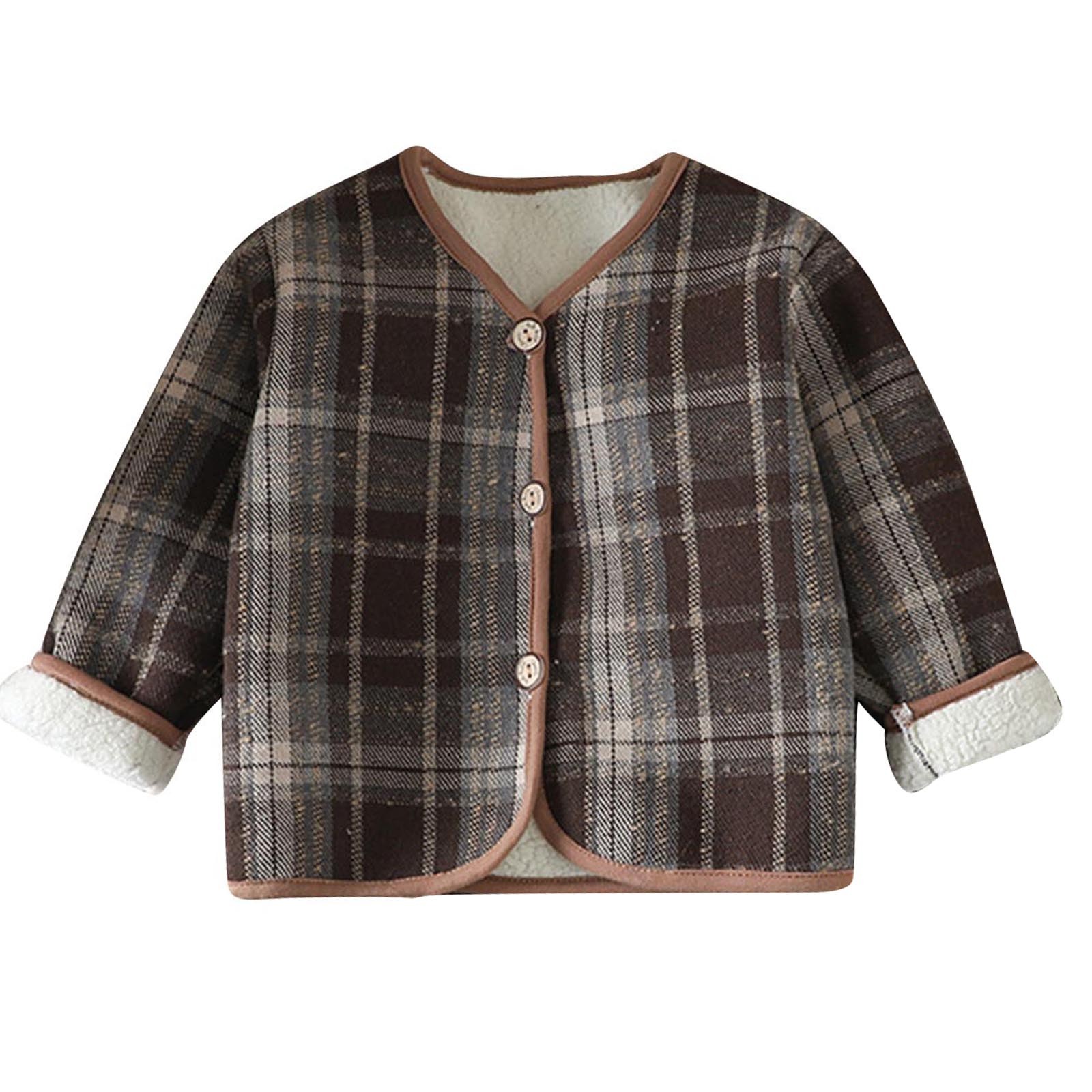 Veste D'hiver Polaire à Carreaux Enfants - Sherpa Pelucheuse, Surdimensionnée, Avec Poches, Garçon/fille