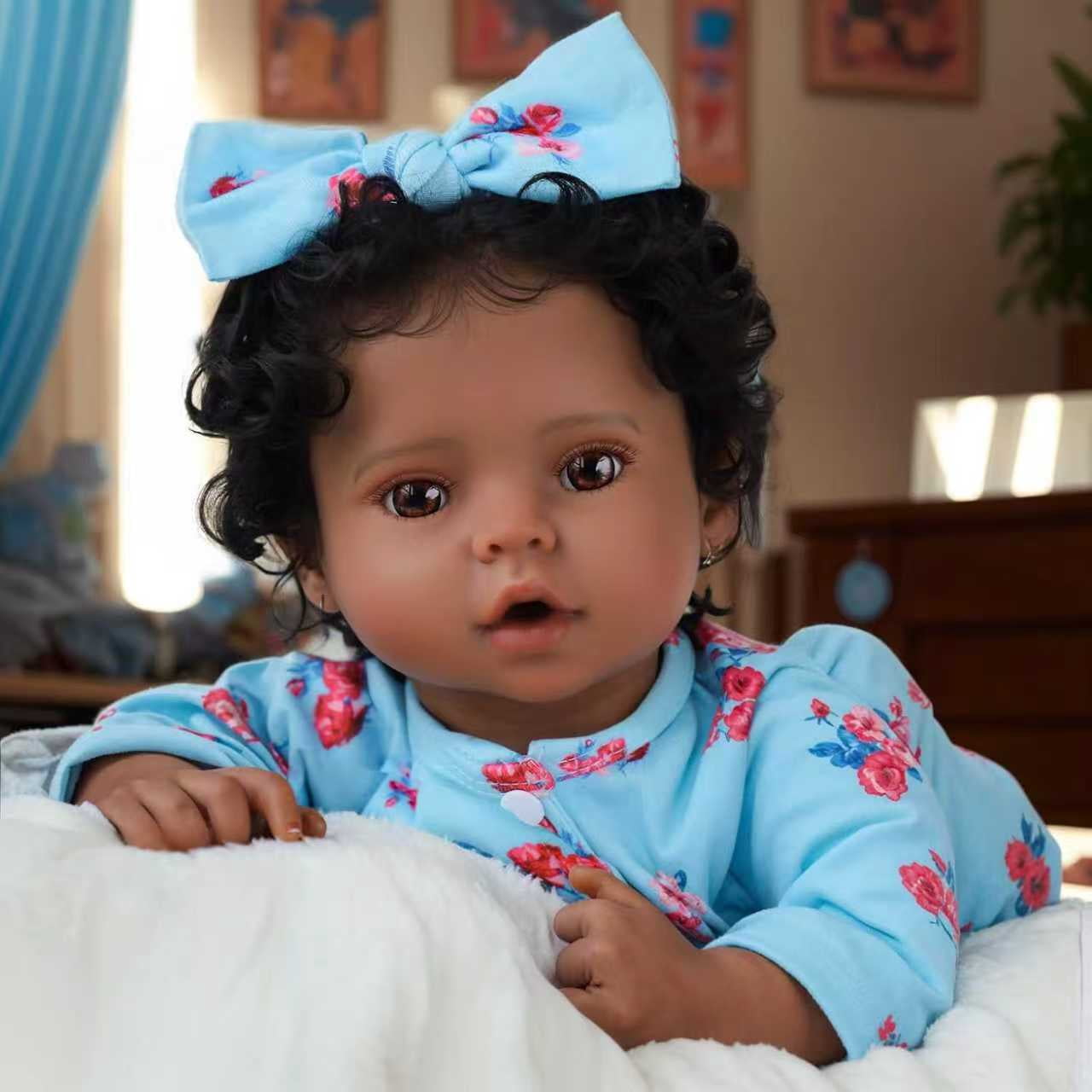 Dayoff kids 18 Inch Reborn Baby Doll,African American Newborn With Clothes For Kids Age 3+(No Accessories)