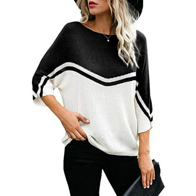 EGNMCR Pull Col Rond pour Femmes, Pull Tricoté pour Femmes, Pull Grande Taille pour Femmes