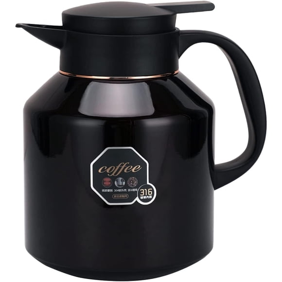 MiliPow 58 Ounce Coffee Pot Stainless Steel Coffee Bottle Keep Warm, Vacuum Insulated Water Bottle for Women and Men | 12 Hours Hot | 24 Hours Cold, Black