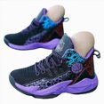 thumbnail image 3 of yboeqw Boys High Top Basketball Shoes Kids Lace Up Non Slip Running Sneakers Gym Class Footwear Size 13.5, 3 of 8