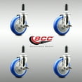 thumbnail image 2 of 5 Inch 316SS Blue Poly Swivel 7/8 Inch Expanding Stem Caster Set Brake SCC, 2 of 2