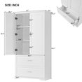 thumbnail image 5 of Gzxs 63.2" H Tall Storage Cabinet with 2 Doors &Adjustable Shelf & 2 Large Drawers, White Storage Cabinet Freestanding Cupboard for Dining Room, Living Room, Home Office, 5 of 8