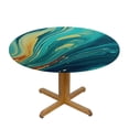 thumbnail image 3 of Nawypu  Round Fitted Tablecloth Abstract Teal and Blue Marble Print Table Cloth with Elastic Edged Waterproof Wipeable Round Table Cover for Patio Parties Outdoor Decor, 3 of 7