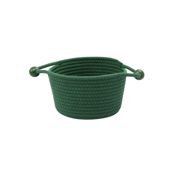 HHGBAD Durable cotton rope weave, storage basket with beaded handles, multi-use organizer for toys, office supplies, and small items, perfect for bedroom, dorm, or nursery storage, Green