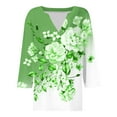 thumbnail image 5 of WXLWZYWL Women's Fashion Printed T-shirt 3/4 Sleeves Blouse V-Neck Casual Tops, 5 of 5
