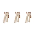 thumbnail image 4 of Pantalones de verano primavera para Mujer Sonducket Color sólido largo suelto Casual pierna ancha cintura alta elástico, 4 of 6