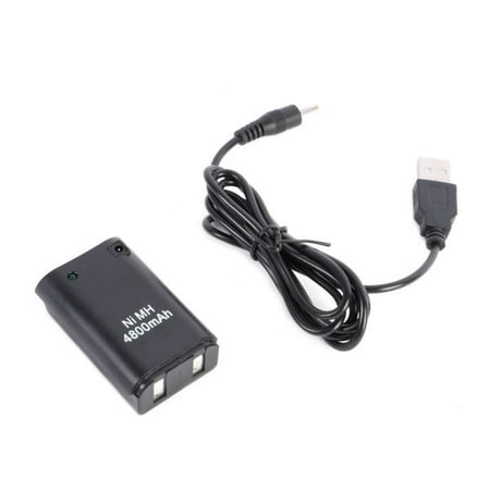 4800mAh Rechargeable Battery & USB Charging Cable for Xbox 360 Wireless