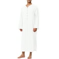 thumbnail image 4 of INSPIRE CHIC Men's Nightshirt Cotton Long Solid Color Button Closure 2 Pockets Nightshirt XL White, 4 of 6