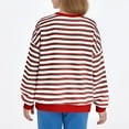 thumbnail image 7 of IVEYRTF Kids Striped Print Drop Shoulder Crewneck Sweatshirt Long Sleeve Pullover Top Casual Wear for Boys and Girls Soft for Daily Activities(Red,2-3 Years), 7 of 7