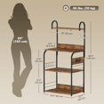 thumbnail image 2 of Rustic Brown Baker's Rack with Charging Station & Hooks - Kitchen Microwave Shelf | 23.6" x 15.7" x 49.5" Storage Unit for Living Room, Dining Area, 2 of 7