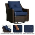 thumbnail image 2 of CHITA 2-Piece Outdoor Chestnut Wicker Swivel Glider Chair with Cushion, Blue, 2 of 13