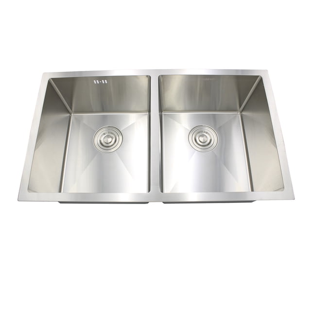 Tarja Submontar Doble 78x45x23cm Rubinett Inoxidable 304 Fabricado a Mano Satinado Calibre 18