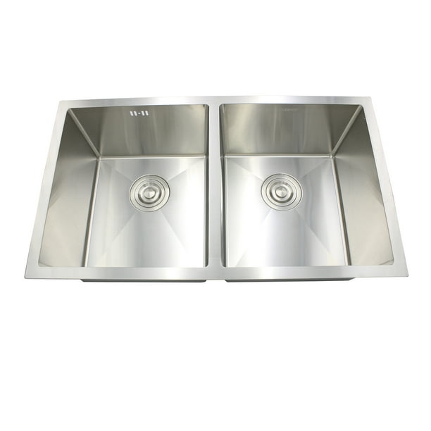 Tarja Submontar Doble 78x45x23cm Rubinett Inoxidable 304 Fabricado a Mano Satinado Calibre 18