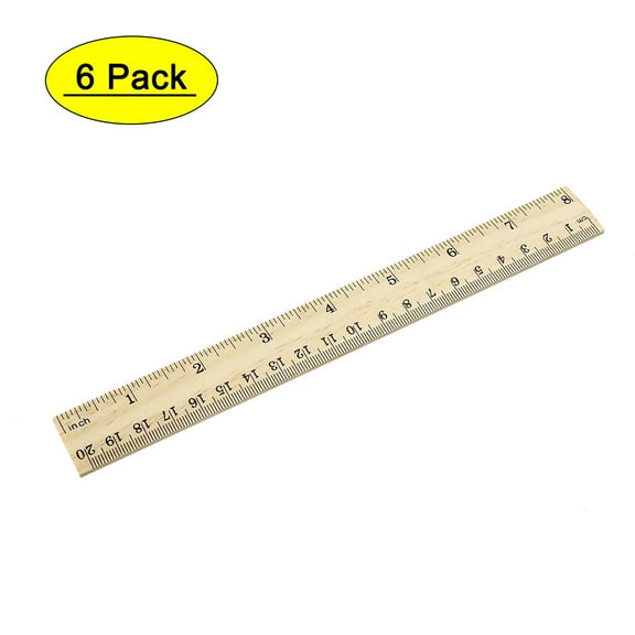 Uxcell 20cm 8 Inch Wood Ruler 2 Scale Office Measuring Wooden Rulers 6 Pack